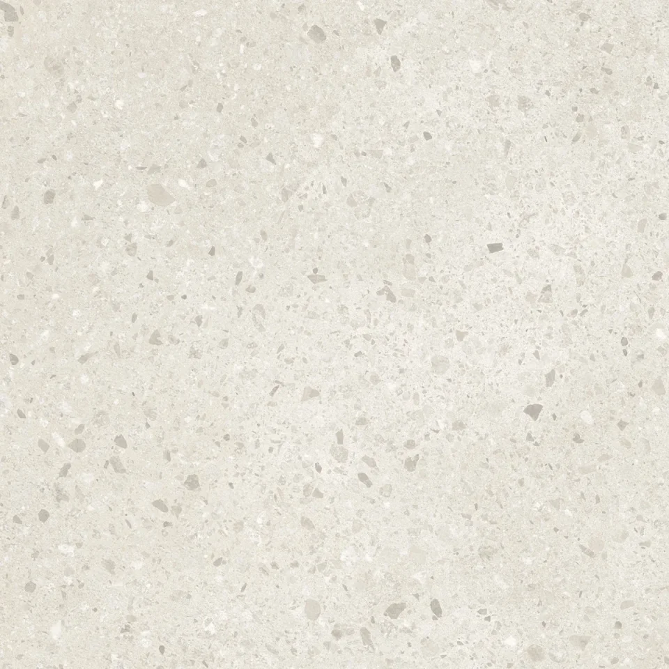 European Tiles Civic Chips Clear Terrazzo Mist White Matt Tile 60x60cm Stock detail view - Image 7