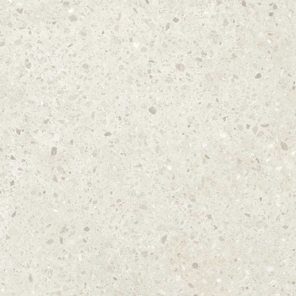 European Tiles Civic Chips Clear Terrazzo Mist White Matt Tile 60x60cm Stock detail view - Image 8