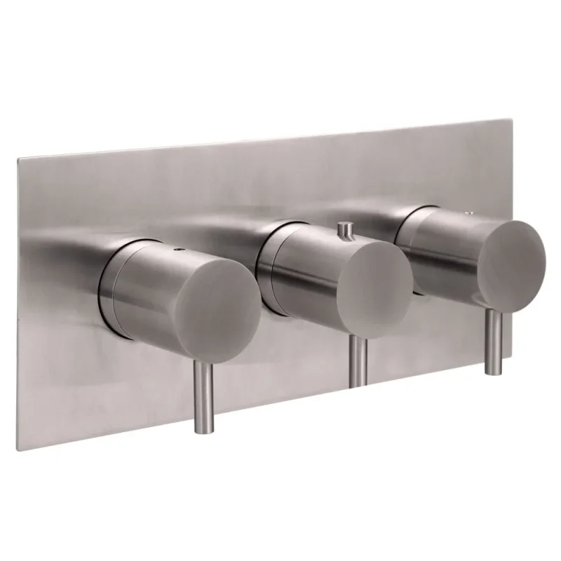 Just Taps Inox Thermostatic Concealed 2 Outlet Shower Valve Horizontal detail view - Image 5