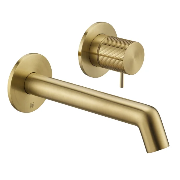 Just Taps Evo Wall Mounted Single Lever Basin Mixer Tap Brushed Brass