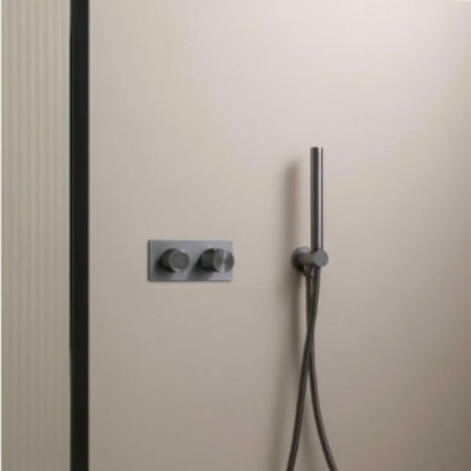 Just Taps Evo Thermostatic Concealed Push Button 2 Outlet Shower Valve Brushed Bronze - Image 2