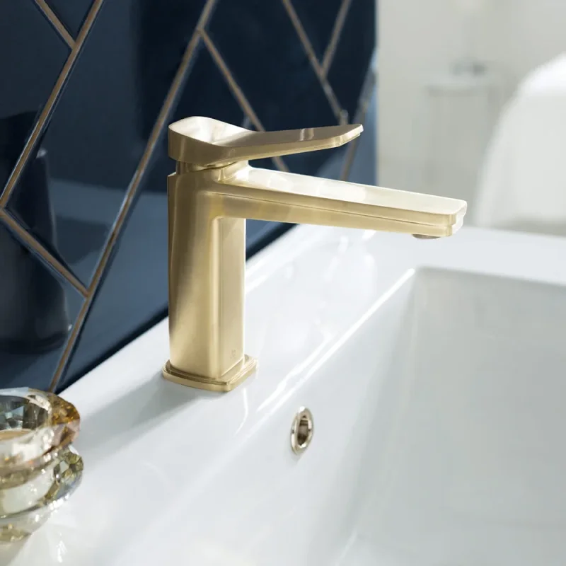 Just Taps Hix Single Lever Basin Mixer Brushed Brass detail view - Image 5