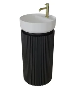 Saneux Oxford 40cm Fluted Floor Standing Basin Unit - Matte Black