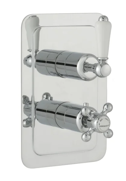 Just Taps Grosvenor Lever Concealed Thermostatic 2 Outlet Valve Chrome