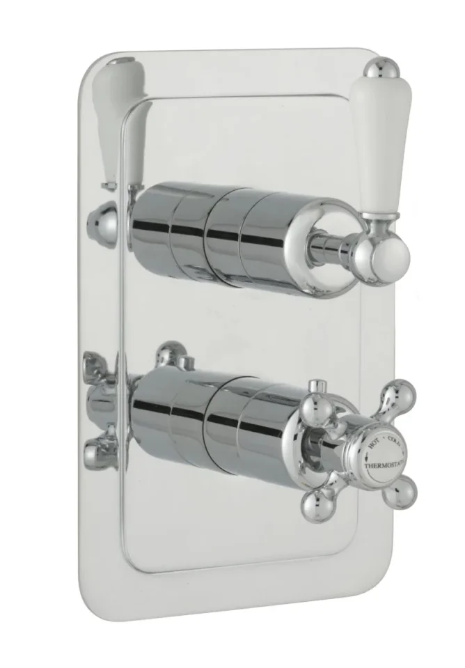 Just Taps Grosvenor Lever Concealed Thermostatic 2 Outlet Valve Chrome product image - Image 1