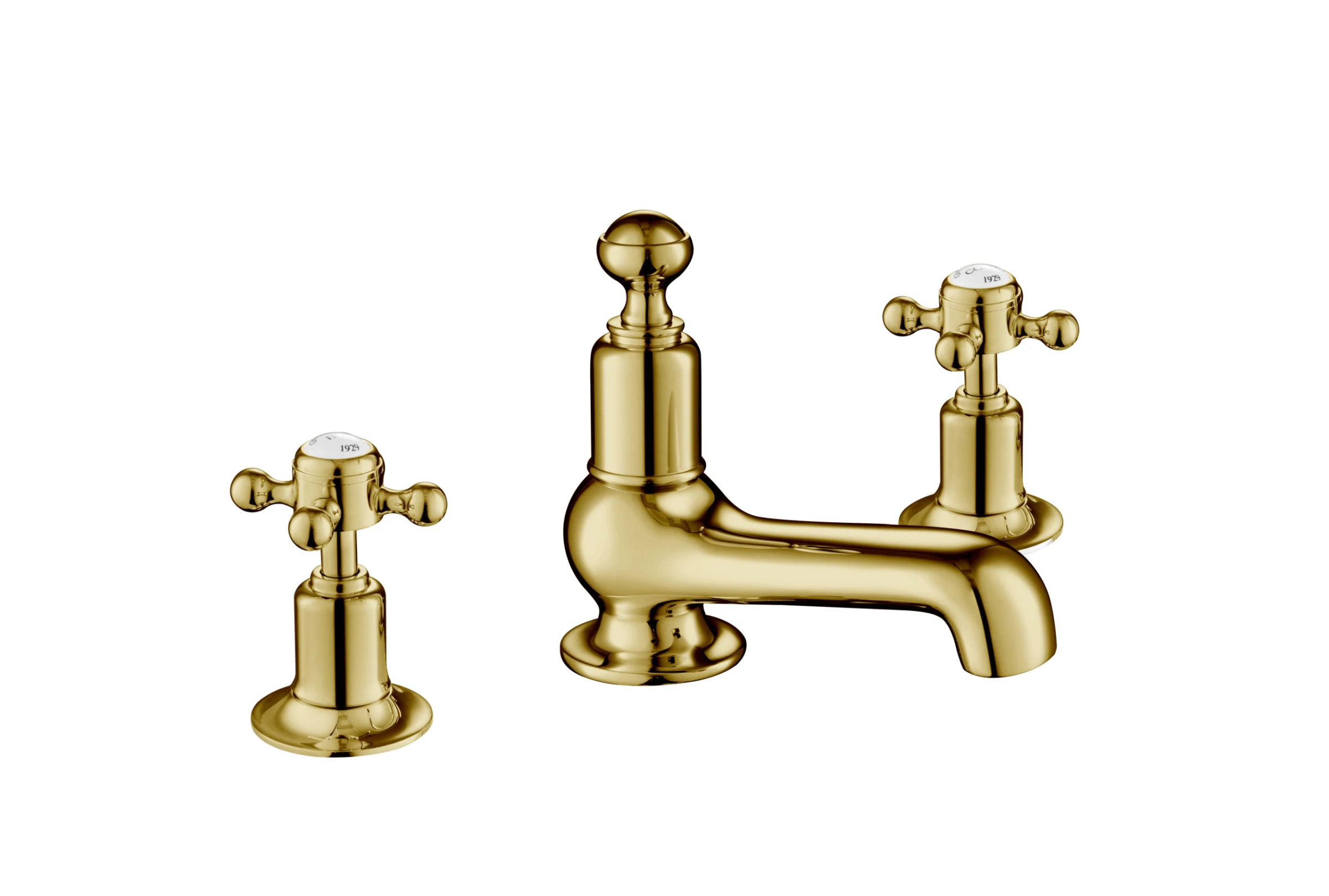 Just Taps Grosvenor Cross 3 Hole Basin Mixer Light Gold