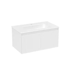Saneux Monument 80cm 1 Drawer Wall Mounted Unit - Matte White