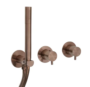 Just Taps Vos Modular 2 Handle 2 Outlet Thermostatic Shower Valve W Handset Brushed Bronze