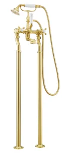 Just Taps Grosvenor Cross Floor Mounted Bsm With Kit Brushed Brass