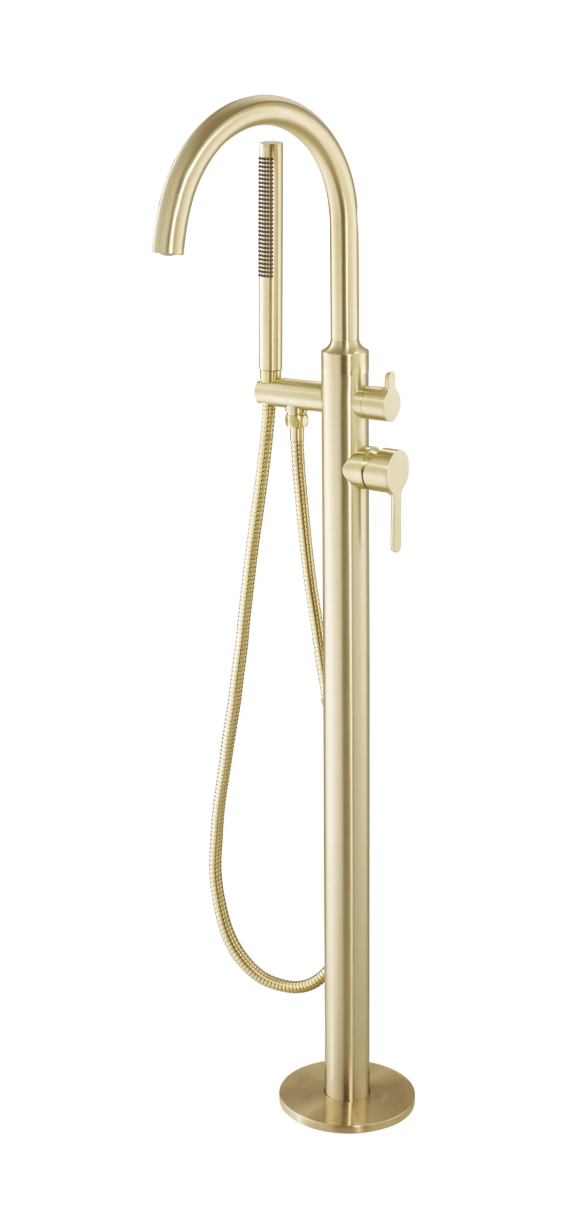 Just Taps Kono Floor Standing Bath Shower Mixer With Kit Brushed Brass