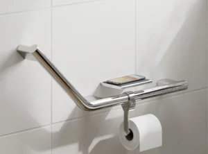 Hib Angled Grab Rail With Toilet Roll Holder & Shelf (right)