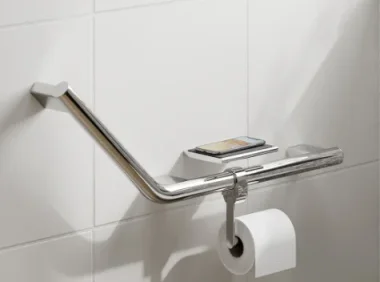 Hib Angled Grab Rail With Toilet Roll Holder & Shelf (right) product image - Image 1