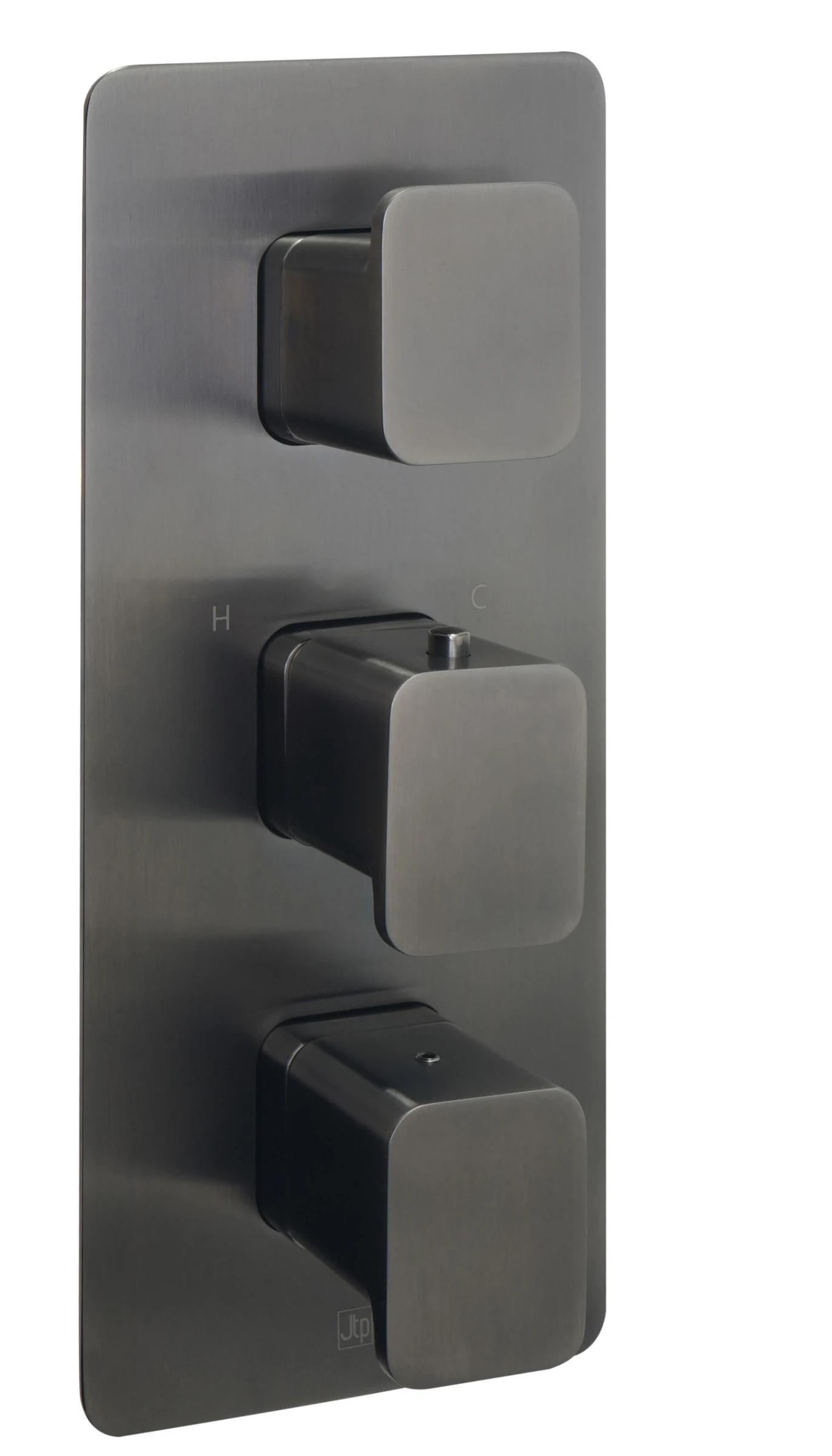 Just Taps Hix Thermo Valve 2 Option 3 Handle Vertical Brushed Black