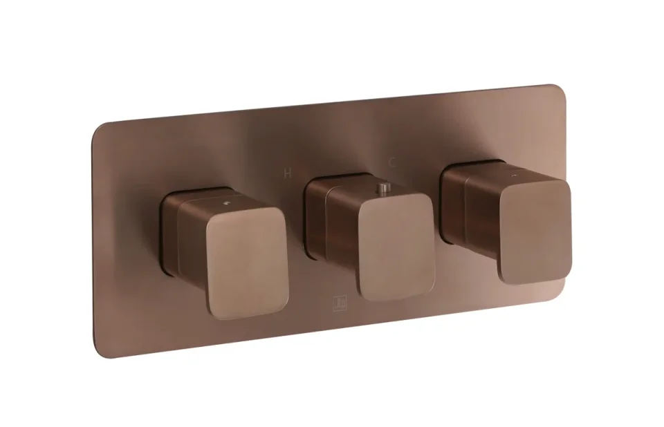 JTP HIX Thermostatic Concealed 2 Outlet Shower Valve BRZ product image - Image 1