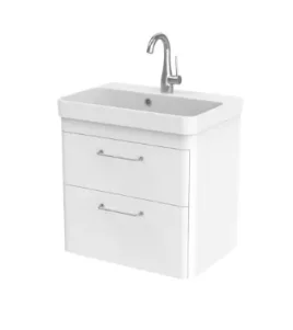 Saneux Hyde 55cm 2 Drawer Wall Mounted Unit - Matte White product image - Image 1