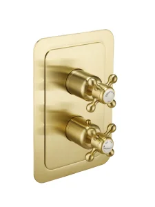 Just Taps Grosvenor Cross-concealed Thrmostatic 2 Outlet Valve Brushed Brass