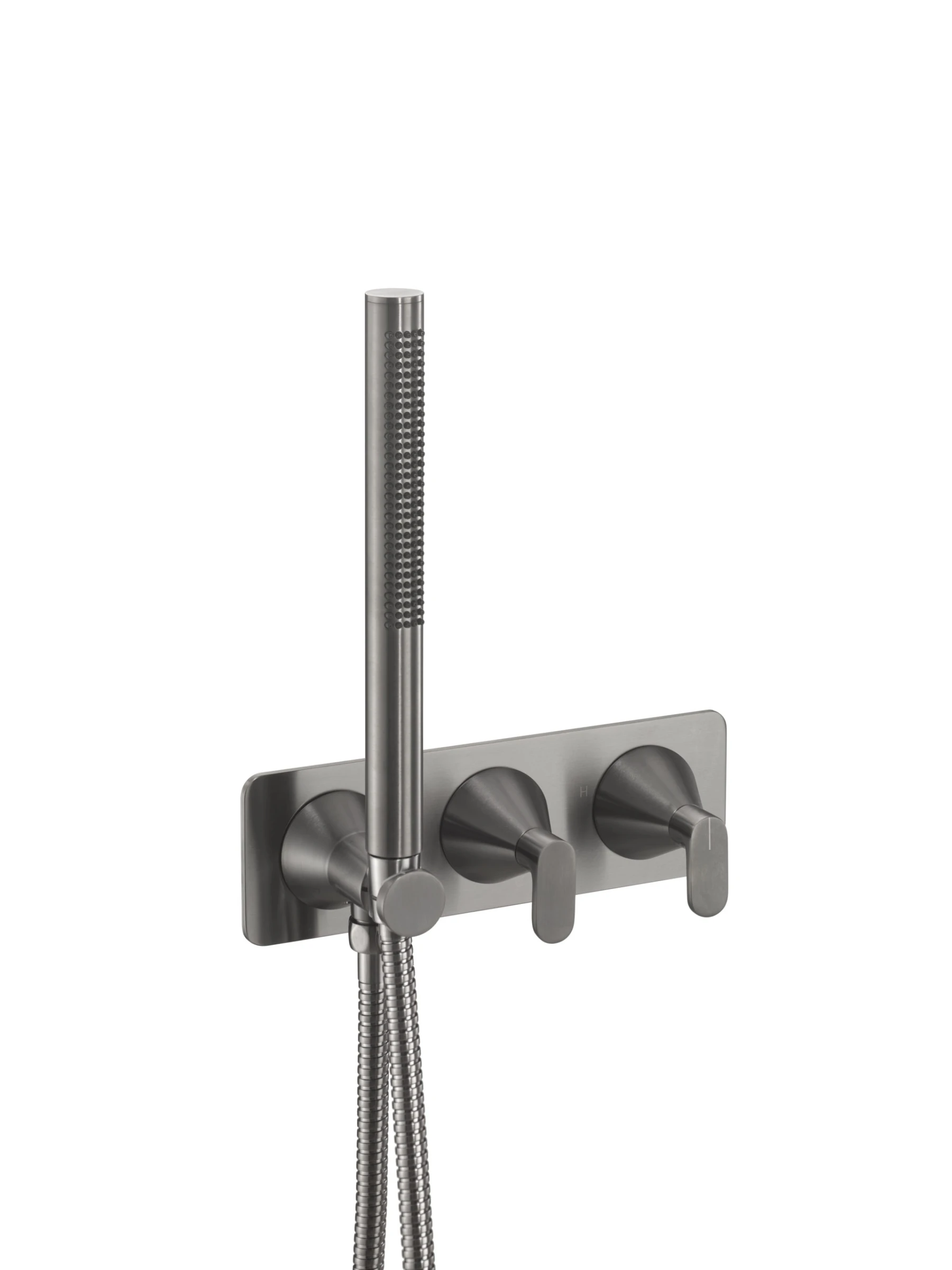 Just Taps Kono Kono Thermo 2 Outlet Shower Valve With Attached Handset Bbl Brushed Black