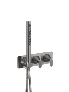Just Taps Kono Kono Thermo 2 Outlet Shower Valve With Attached Handset Bbl Brushed Black