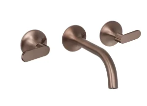 Just Taps Kono 3 Hole Wall Moutned Basin Mixer (both Handles Included) Brushed Bronze