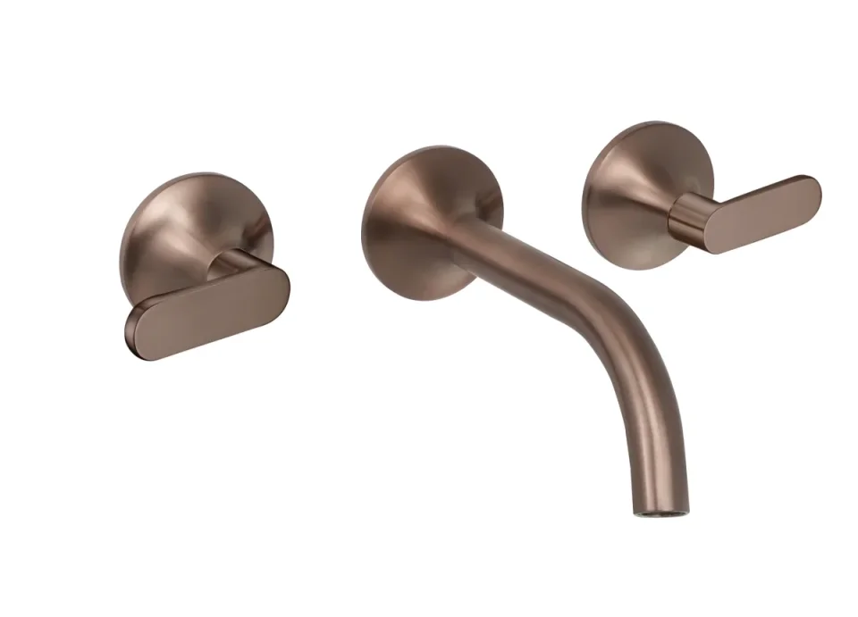 Just Taps Kono 3 Hole Wall Moutned Basin Mixer (both Handles Included) Brushed Bronze product image - Image 1