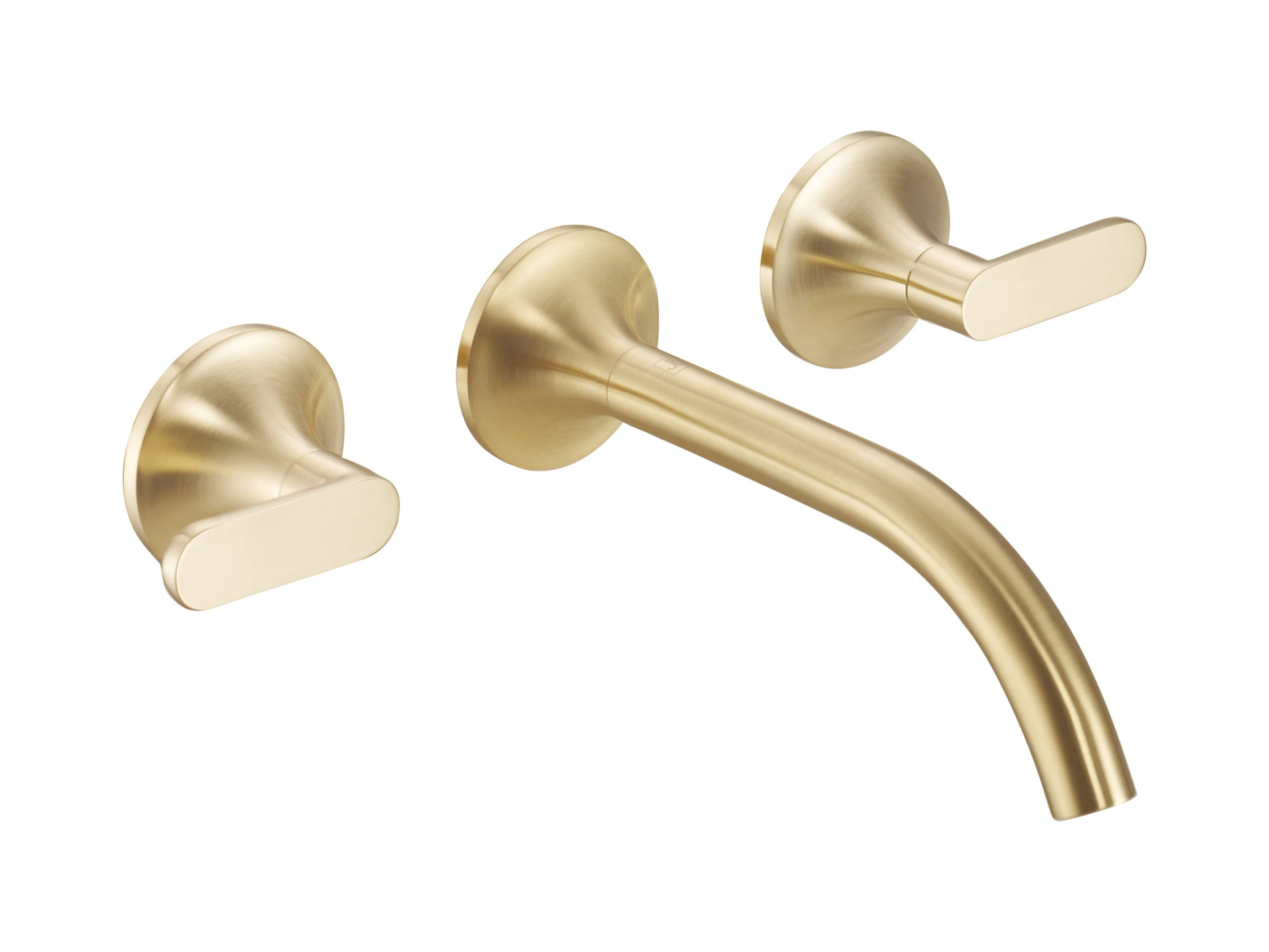 Just Taps Kono 3 Hole Wall Moutned Basin Mixer (both Handles Included) Brushed Brass