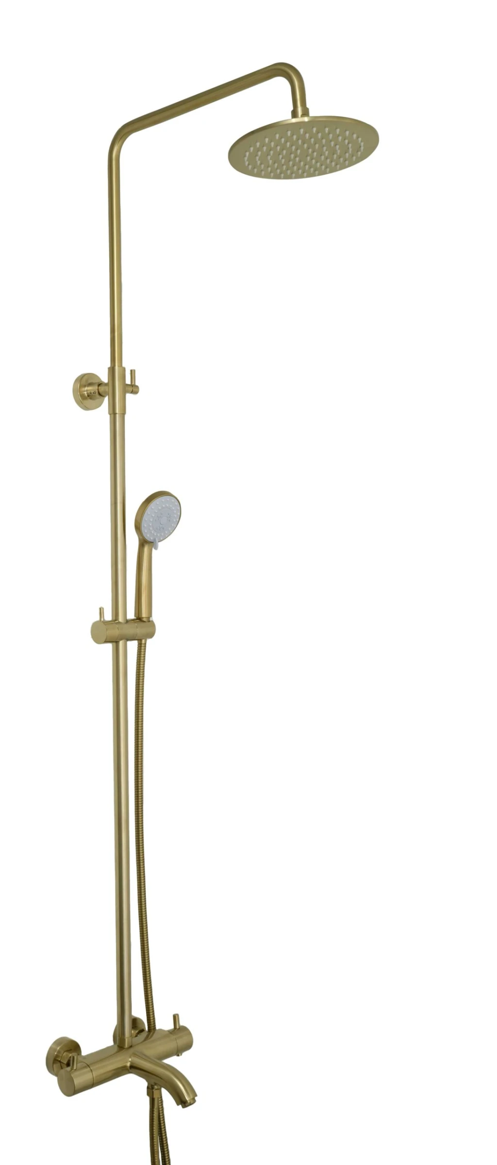 Just Taps Vos Thermostatic Bar Valve With 3 Outlets Adjustable Riser Brushed Brass