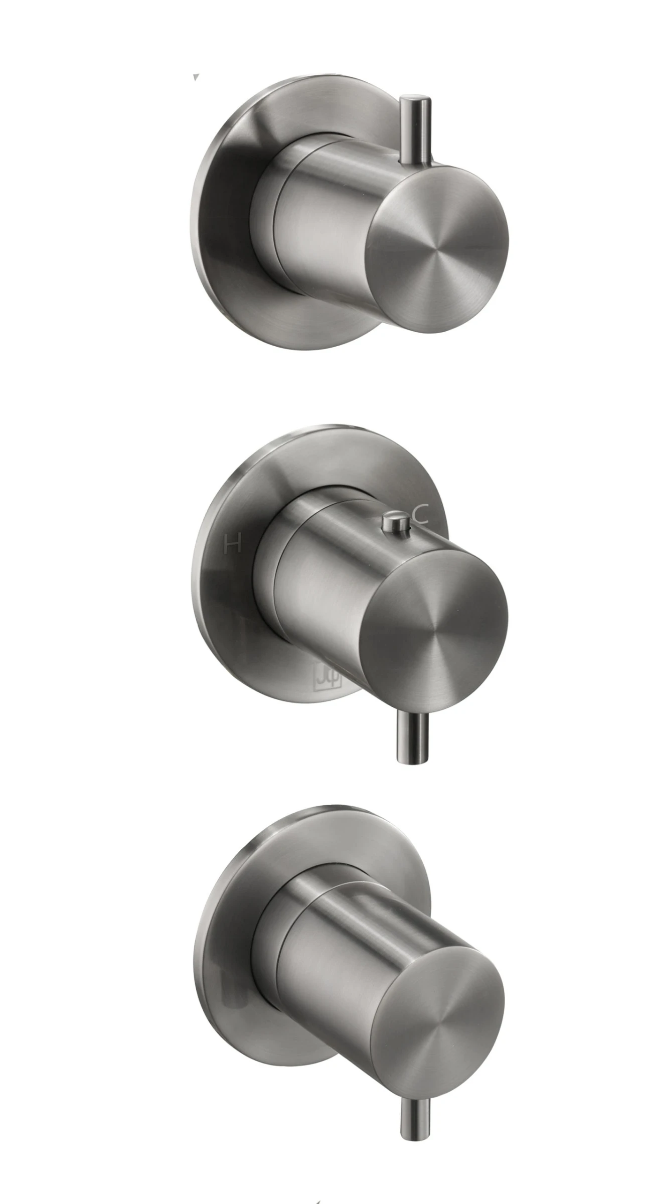 Just Taps Vos Modular 3 Handle 3 Outlet Thermostatic Shower Valve Brushed Black