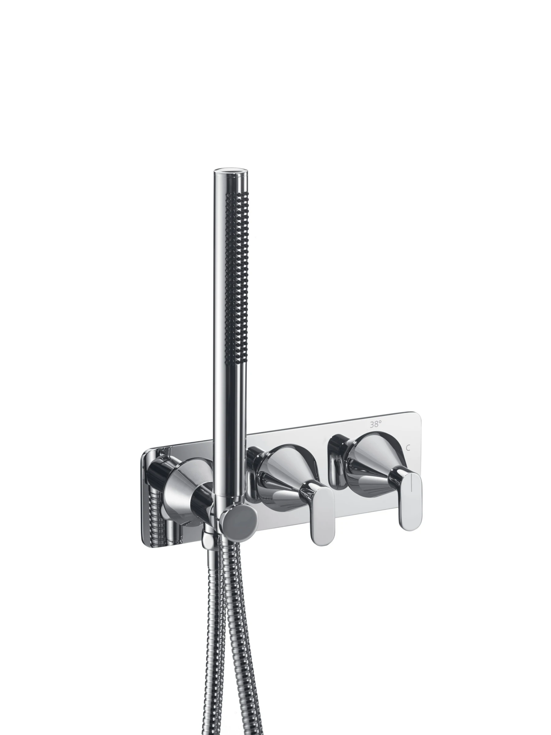 Just Taps Kono Thermostatic Concealed 2 Outlet Shower Valve With Attached Handset (both Handles Included) Chrome