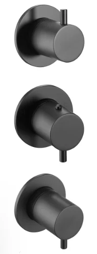 Just Taps Vos Modular 3 Handle 2 Outlet Thermostatic Shower Valve Matt Black