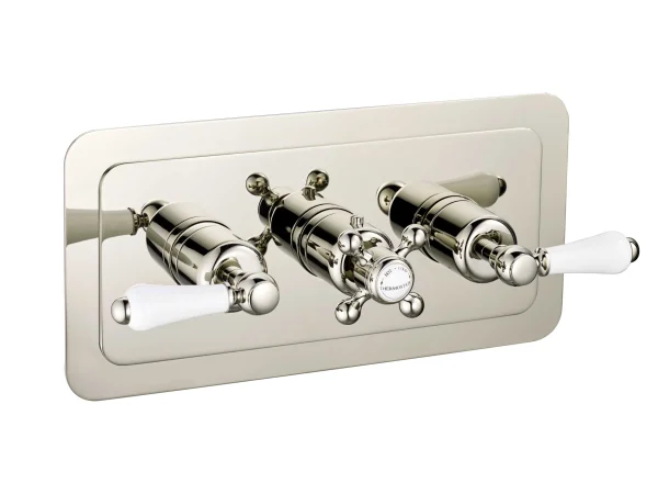 Just Taps Grosvenor Lever Thermo Concealed 3 Outlet Shower Valve Horizontal Nickel