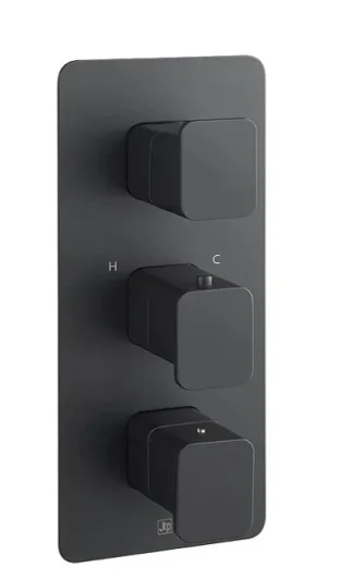 Just Taps Hix Thermo Valve 3 Option 3 Handle Vertical Matt Black product image - Image 1