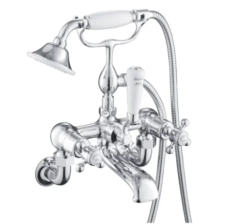 Just Taps Grosvenor Cross Wall Mounted Bath Shower Mixer With Kit Chrome