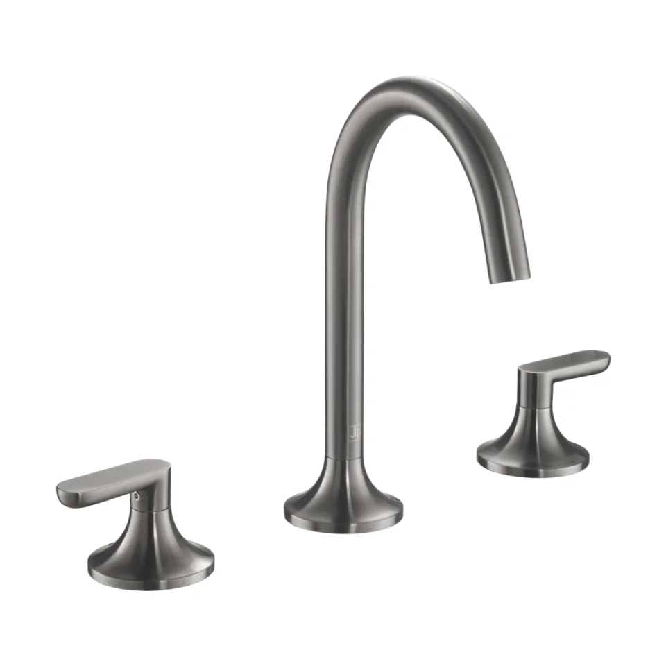 Just Taps Kono 3 Hole Deck Mounted Basin Mixer (both Handles Included) Brushed Black product image - Image 1