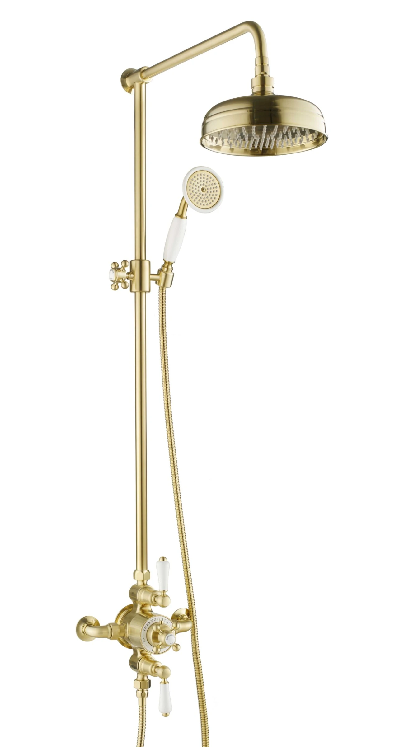 Just Taps Grosvenor Exposed Thermostatic Valve With Riser & Kit Brushed Brass