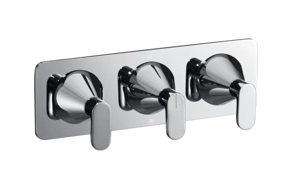Just Taps Kono Thermostatic Concealed 2 Outlet Shower Valve (both Handles Included) Chrome product image - Image 1