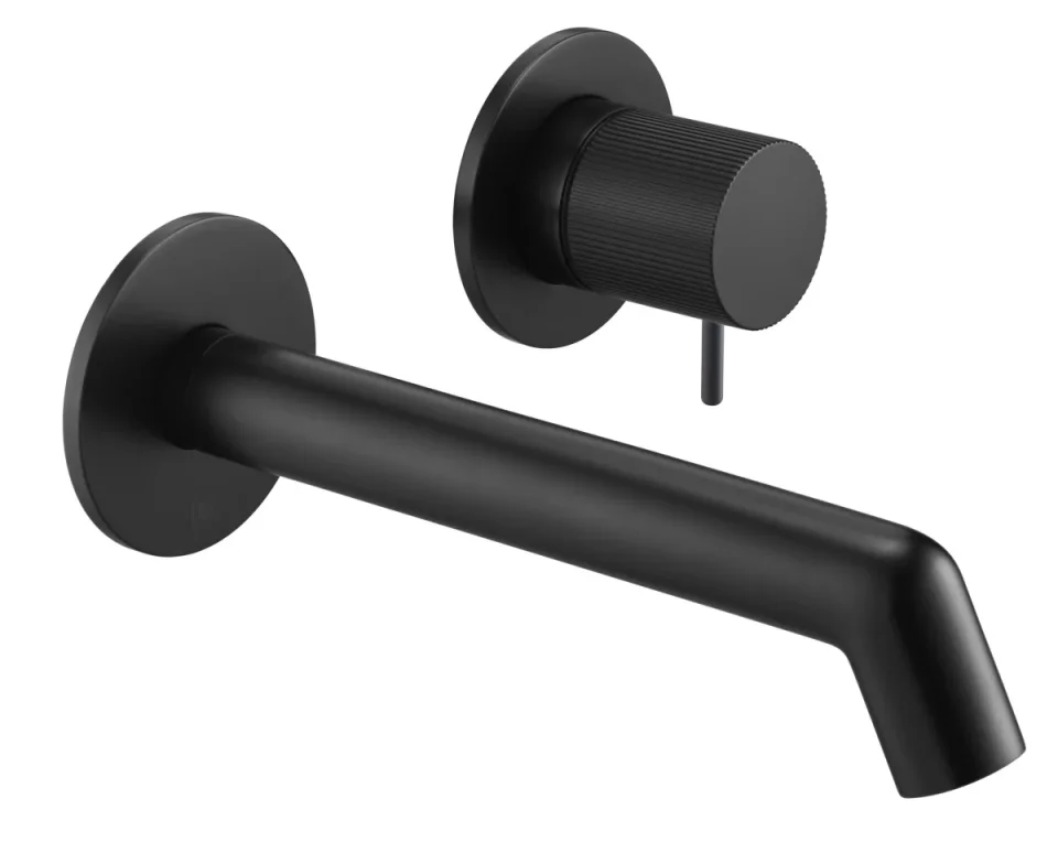 Just Taps Evo Single Lever Wall Mounted Basin Mixer Matt Black product image - Image 1