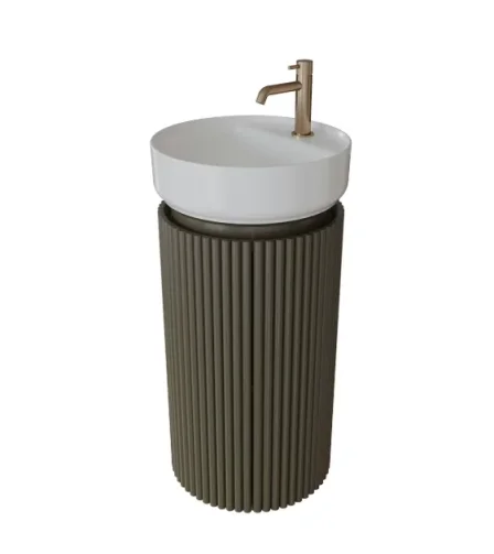Saneux Oxford 40cm Fluted Floor Standing Basin Unit - Matte Mocha product image - Image 1