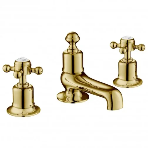 Just Taps Grosvenor Cross 3 Hole Deck Mounted Bath Filler Light Gold product image - Image 1