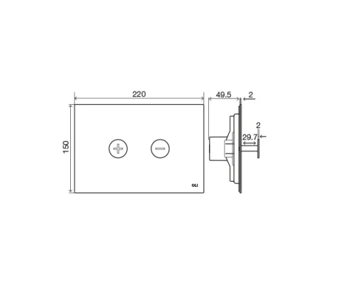 Oli Trumpet Flush Plate Inox Light Gold Mechanical TD technical drawing - Image 2