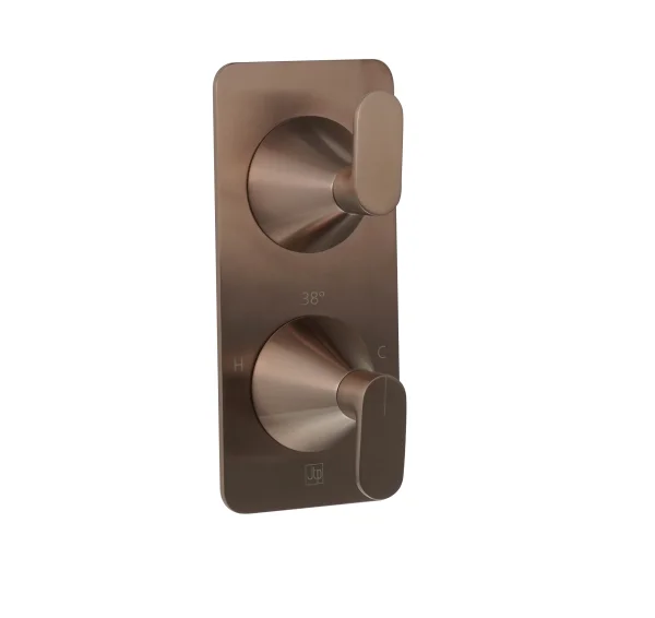 Just Taps Kono Thermostatic Concealed 2 Outlet Shower Valve (both Handles Included) Brushed Bronze