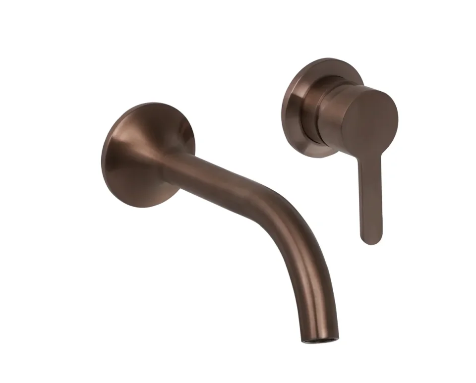 Just Taps Kono Wall Mounted Basin Mixer Brushed Bronze product image - Image 1