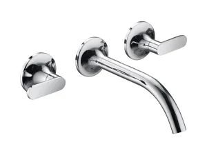 Just Taps Kono 3 Hole Wall Mounted Basin Mixer (both Handles Included) Chrome