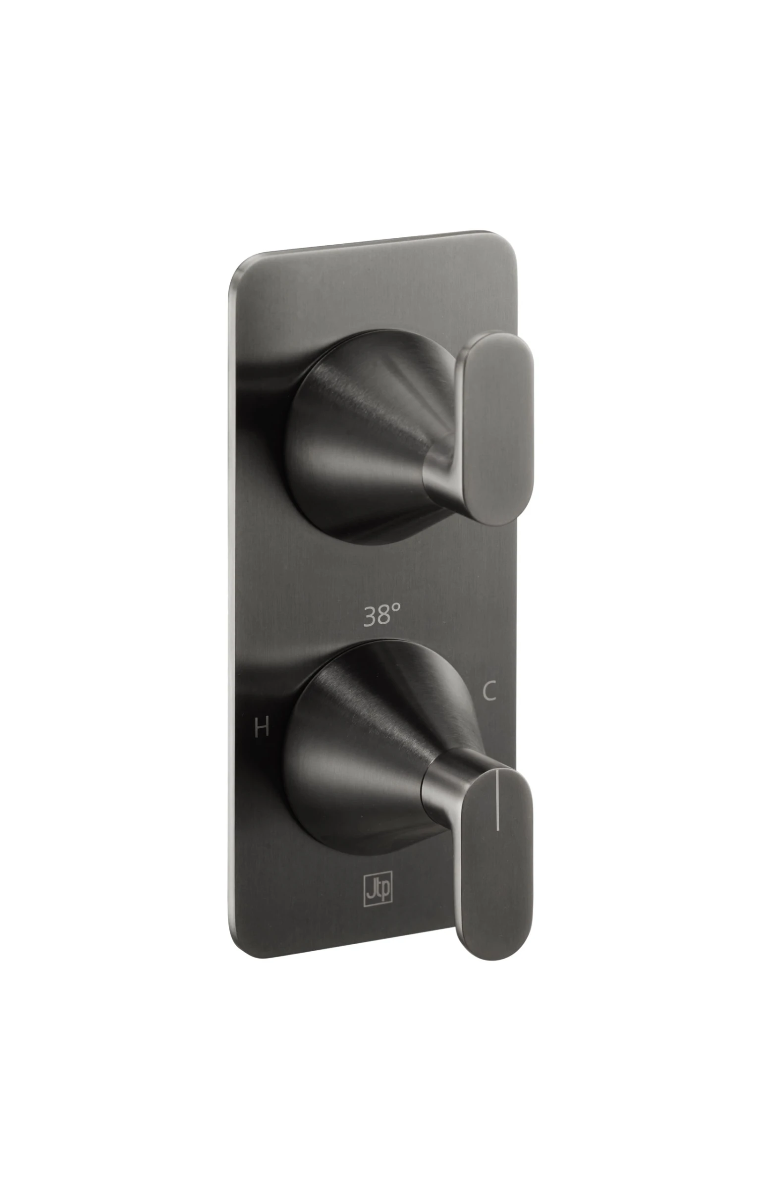 Just Taps Kono Thermostatic Concealed 2 Outlet Shower Valve (both Handles Included) Brushed Black