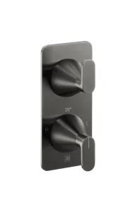 Just Taps Kono Thermostatic Concealed 2 Outlet Shower Valve (both Handles Included) Brushed Black