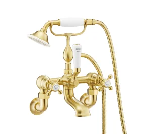 Just Taps Grosvenor Bath Shower Wall Mounted Mixer With Kit Brushed Brass