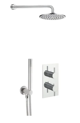 Round Thermostat with Overhead Shower and Fixed Shower Handle product image - Image 1