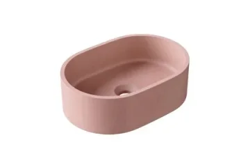 HIB Entero Concrete Vessel Basin - Dusky Pink Pill Shaped product image - Image 1