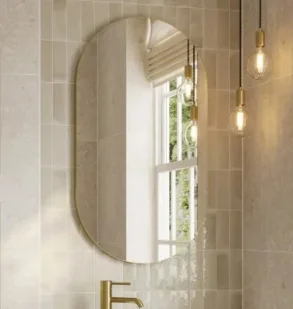 Hib Trim Pill 50 (brushed Brass Frame) Mirror H90 X W50cm X D2.5cm