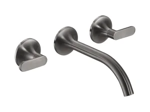 Just Taps Kono 3 Hole Wall Mounted Basin Mixer (both Handles Included) Brushed Black