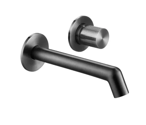 Just Taps Evo Wall Mounted Basin Mixer Tap without Lever Brushed Black product image - Image 1